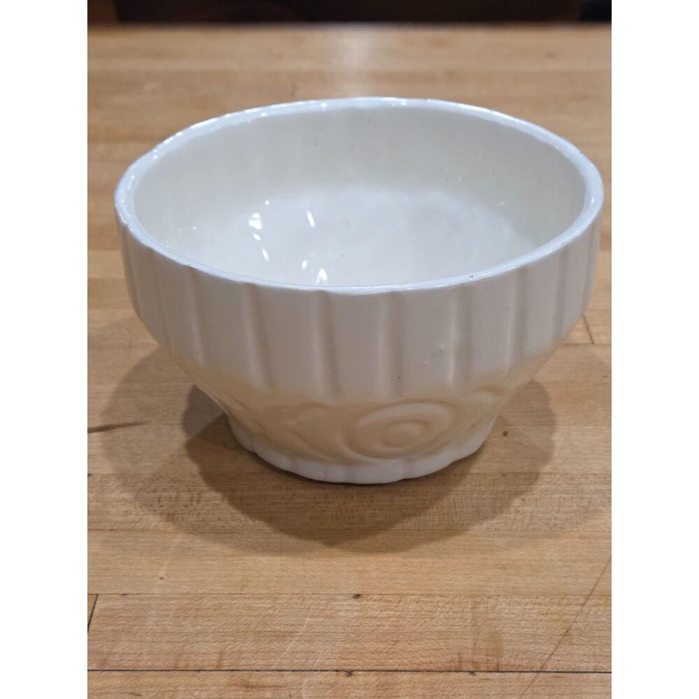 Vintage Haeger Pottery White Swirl Ribbed Footed Planter Bowl #102